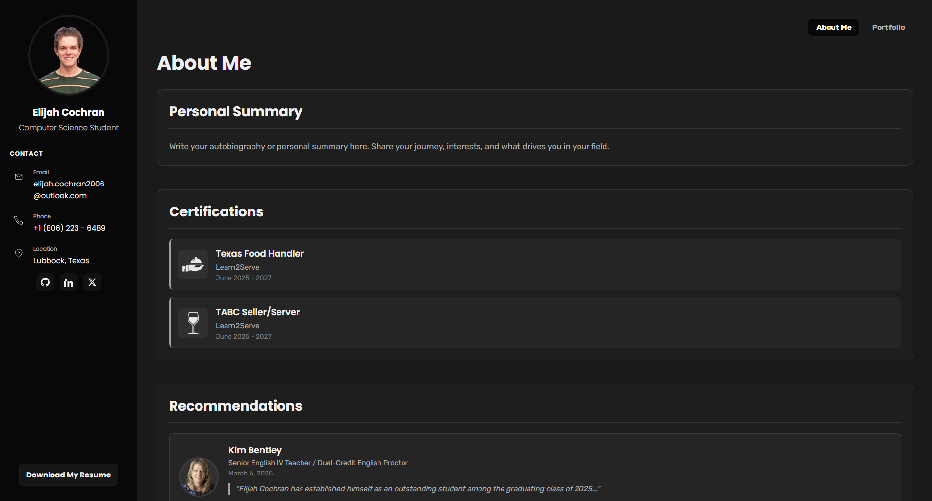 Responsive portfolio site